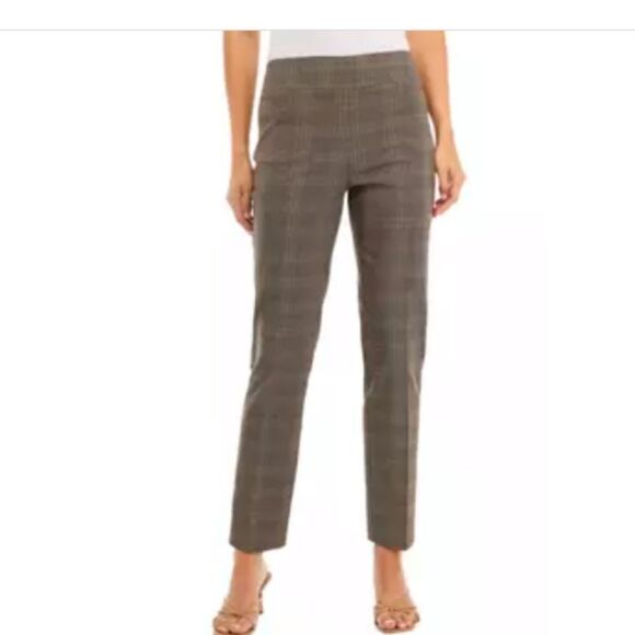 Kim Rodgers plaid lurex pull on dress pants with front pockets Sz 14 - Picture 1 of 9
